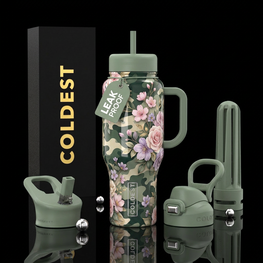 Camouflage Bloom water bottle design