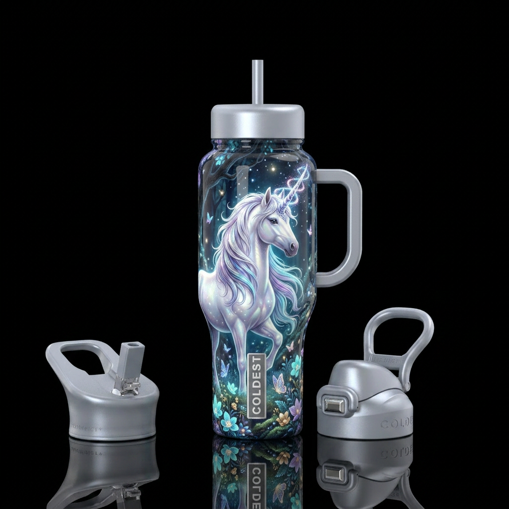 Unicorn’s Midnight Wish water bottle design