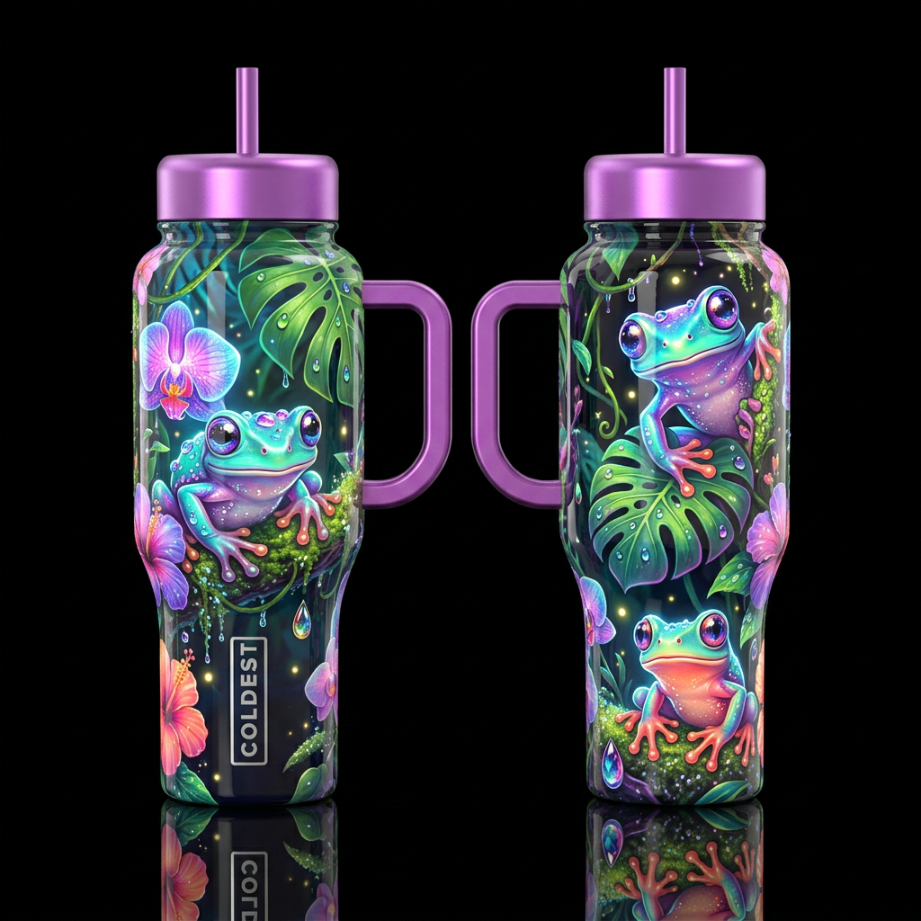 Frogtopia water bottle design