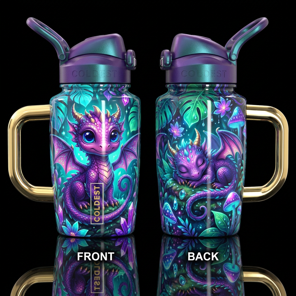 Dragon’s Secret Garden water bottle design
