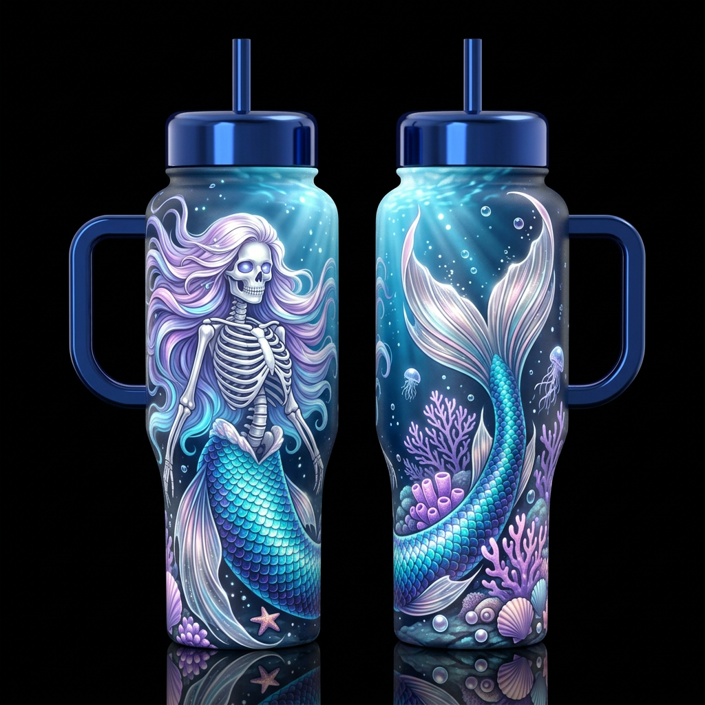 The Mermaid’s Curse water bottle design