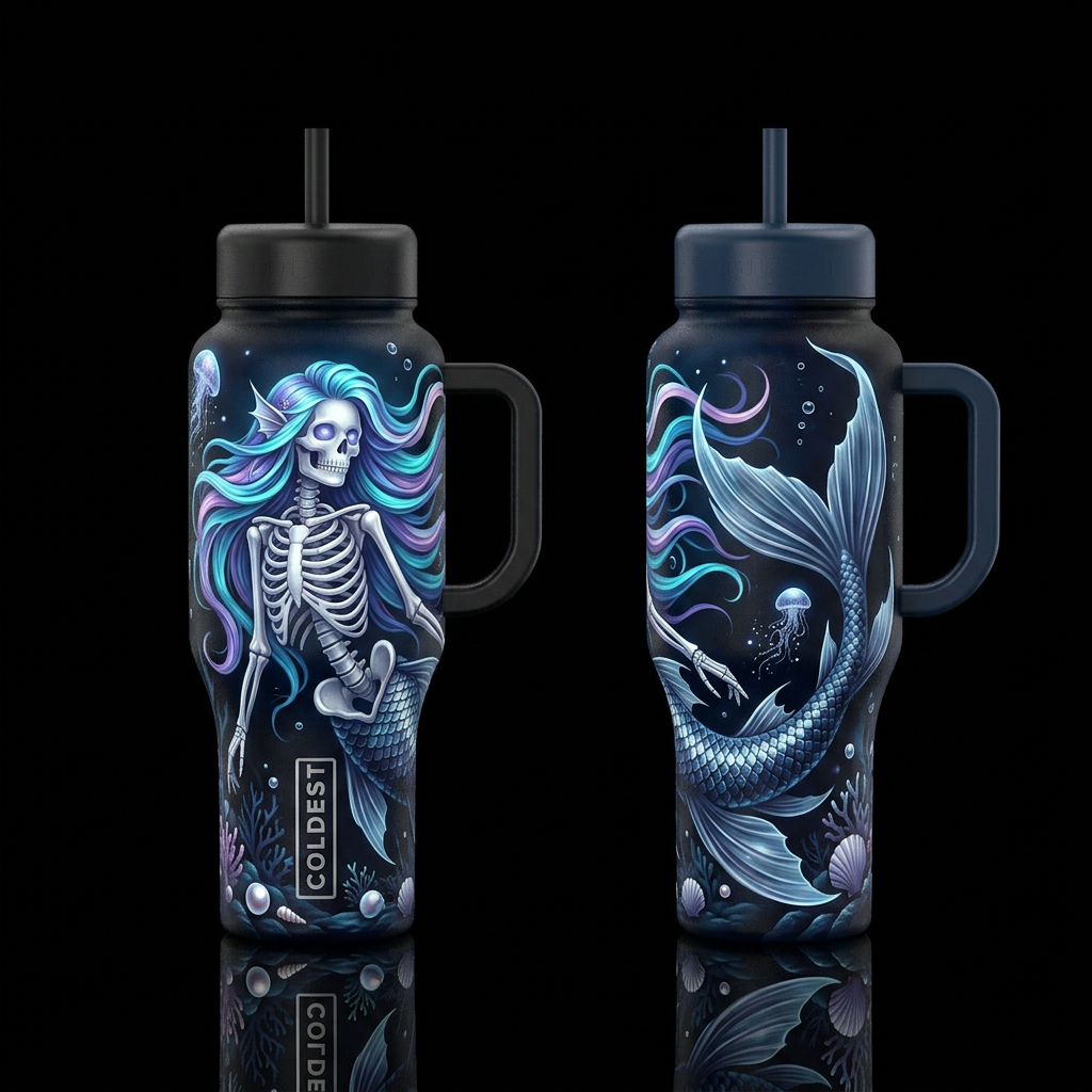 The Mermaid’s Curse 2 water bottle design