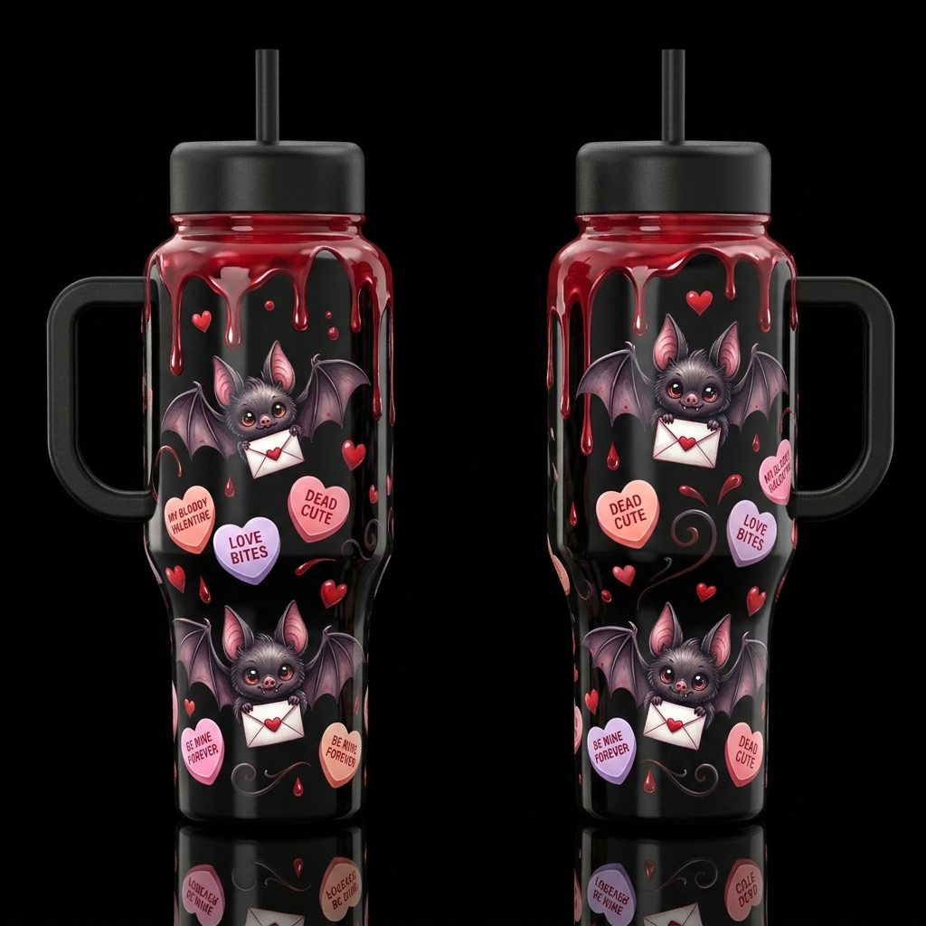 Batty Valentine water bottle design