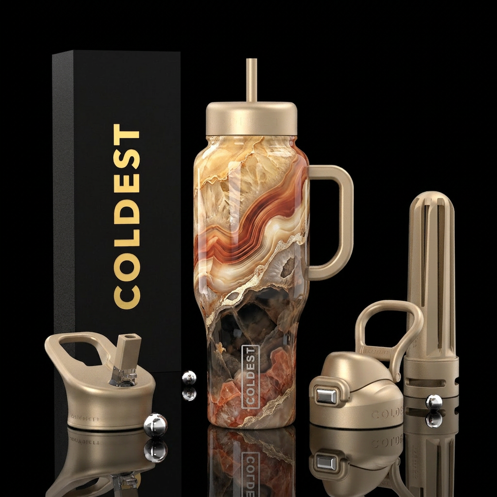 Iced coffee elixir water bottle design