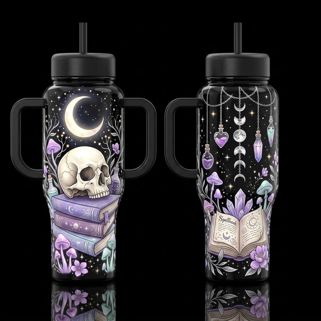 Moonlit Grimoire 2 water bottle design