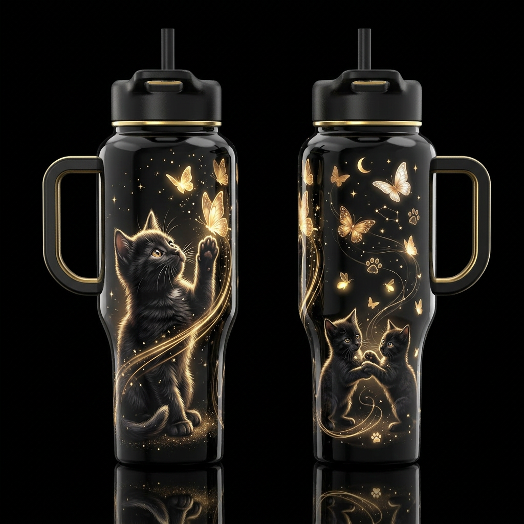 Paws & Flutter water bottle design