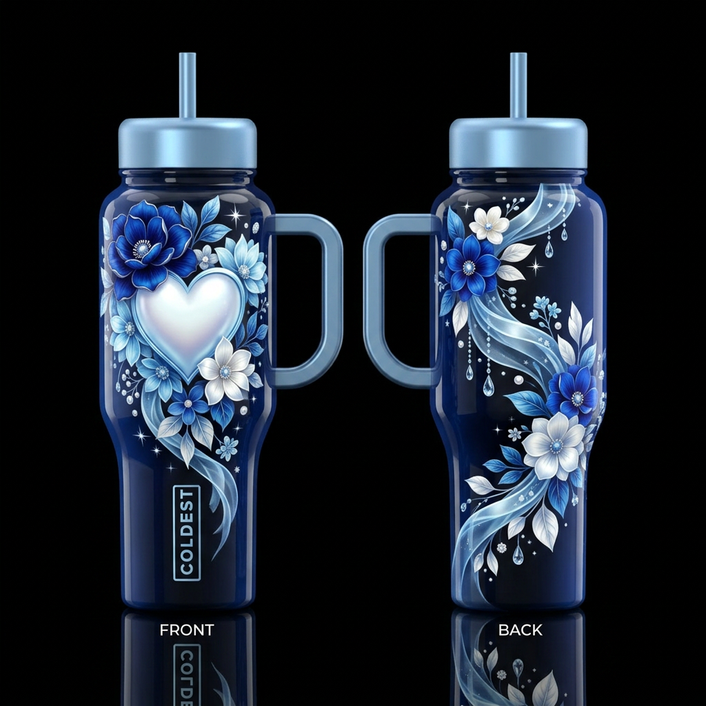 Blue Ever After water bottle design