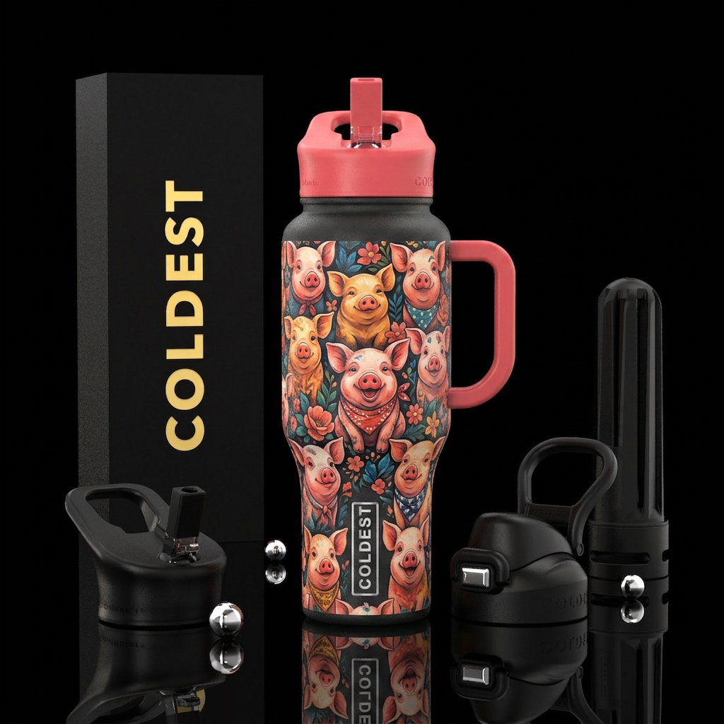 Bouquet of Pigs water bottle design