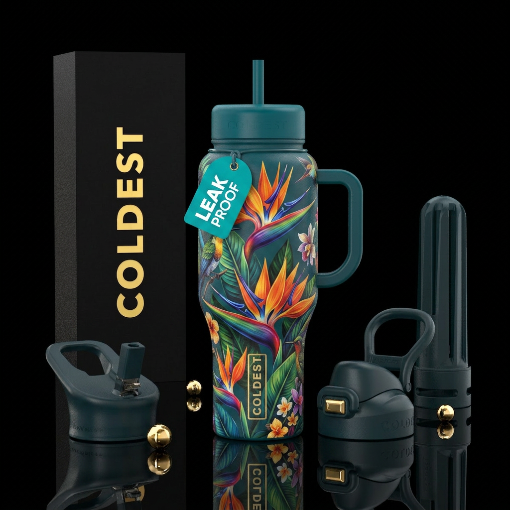 Birds of Paradise water bottle design