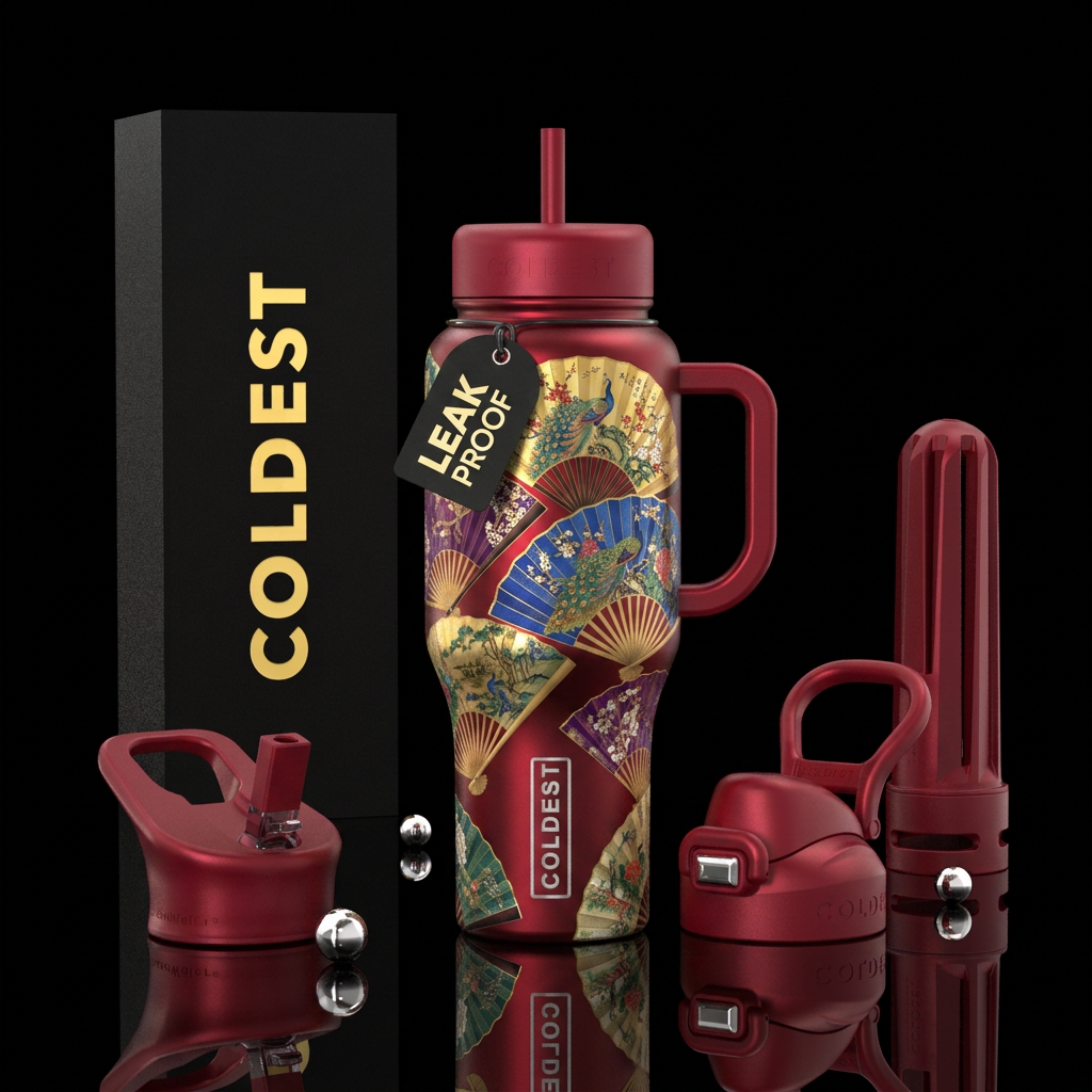 Elegant Oriental Fans water bottle design