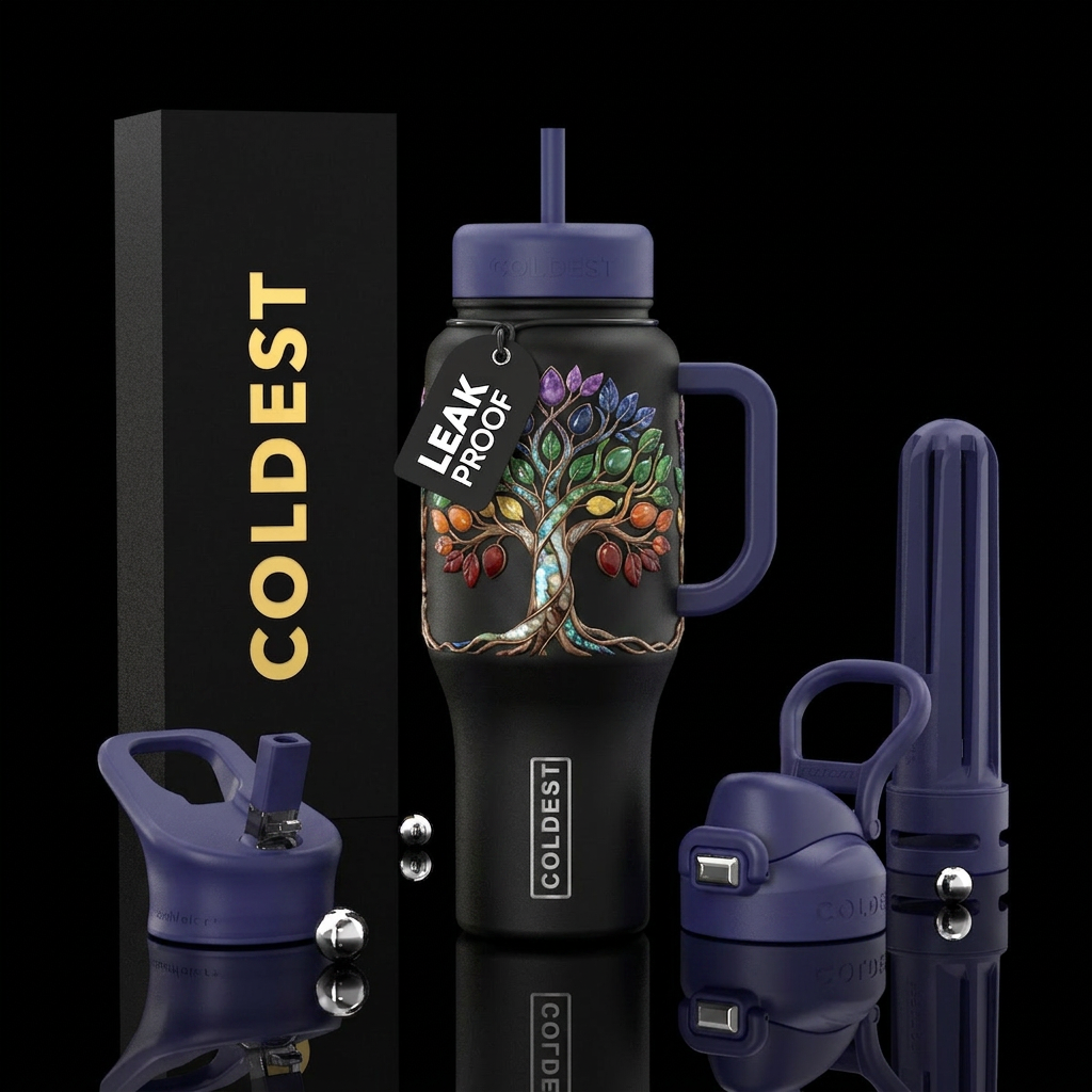 The Chakra Tree water bottle design