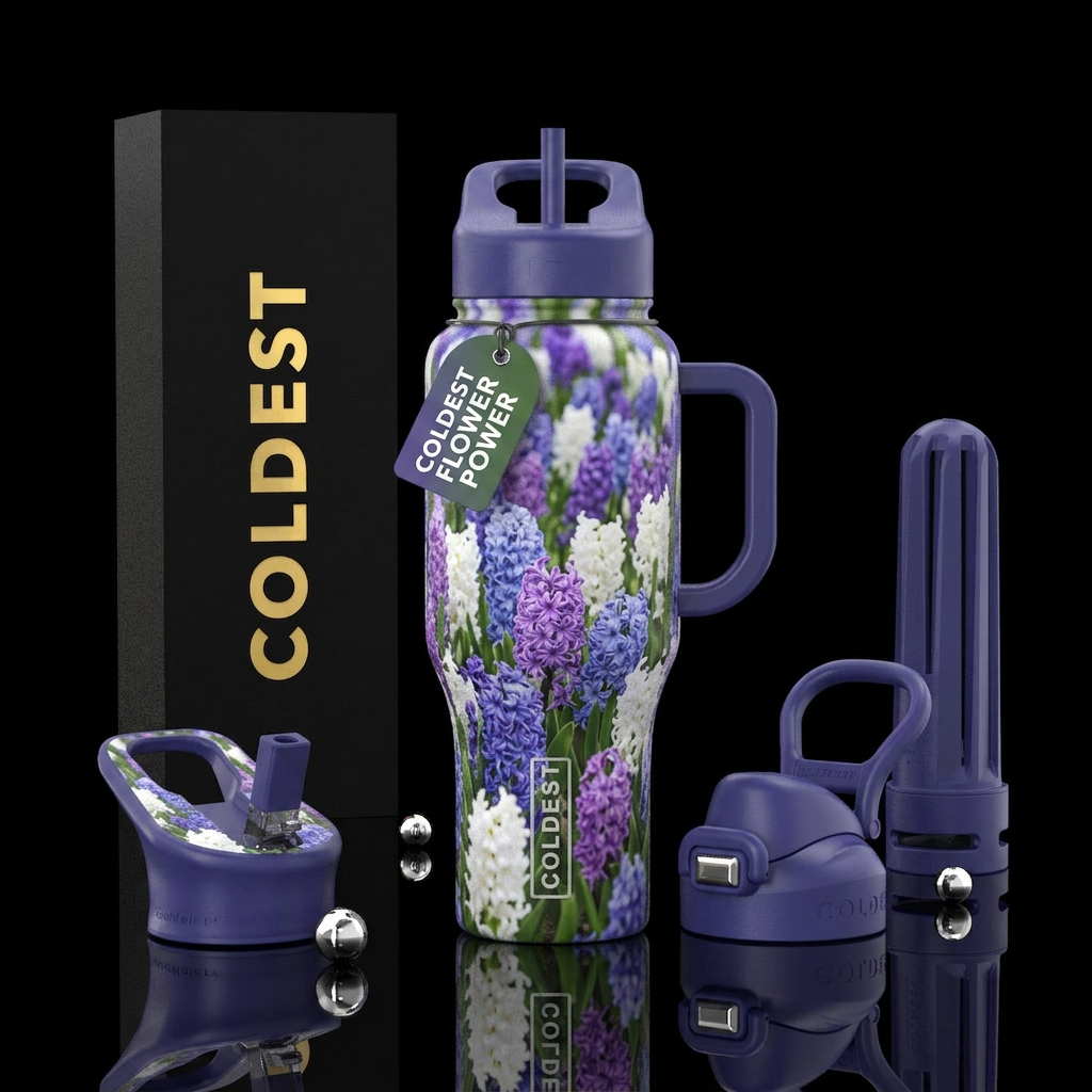 Prismatic  Hyacinths water bottle design
