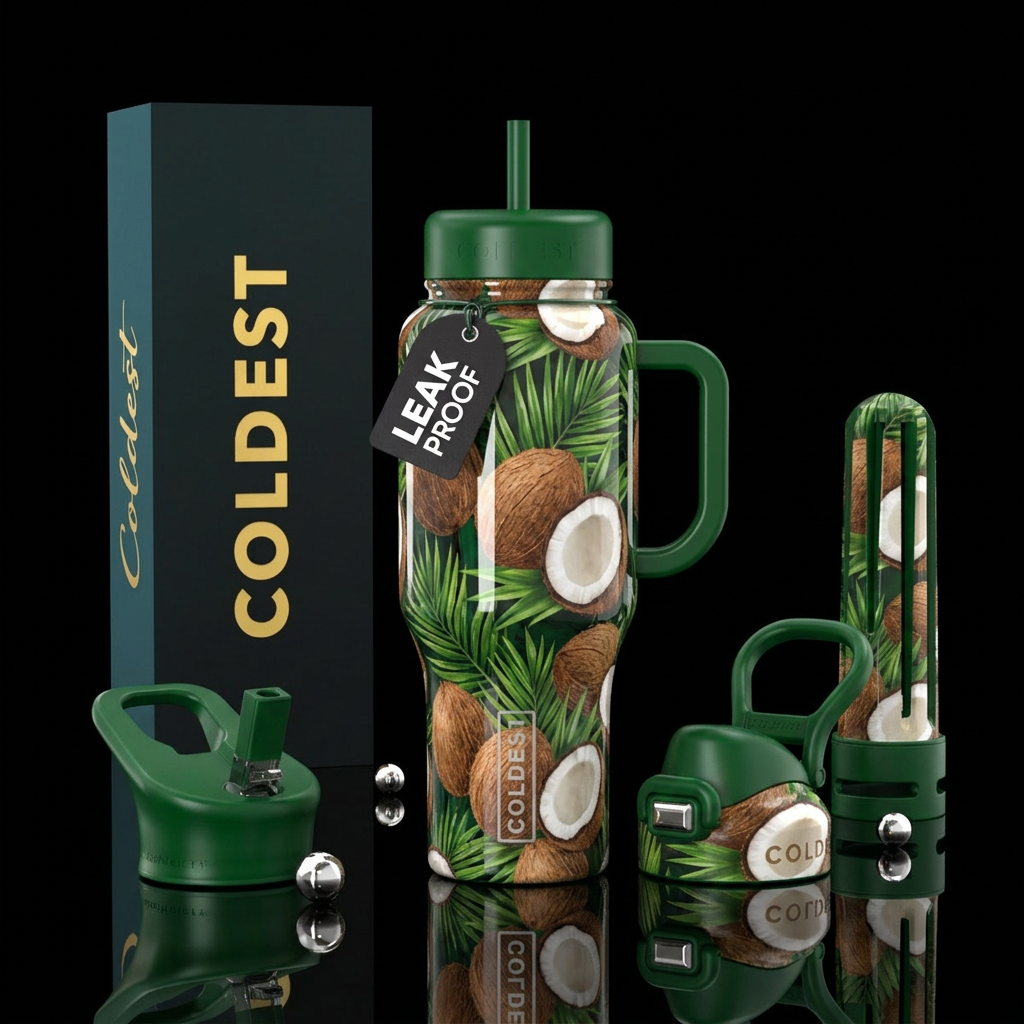 Island Coconuts water bottle design