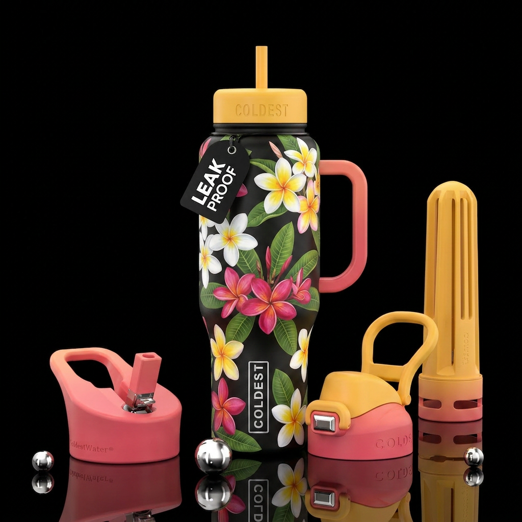 Plumeria Flowers water bottle design
