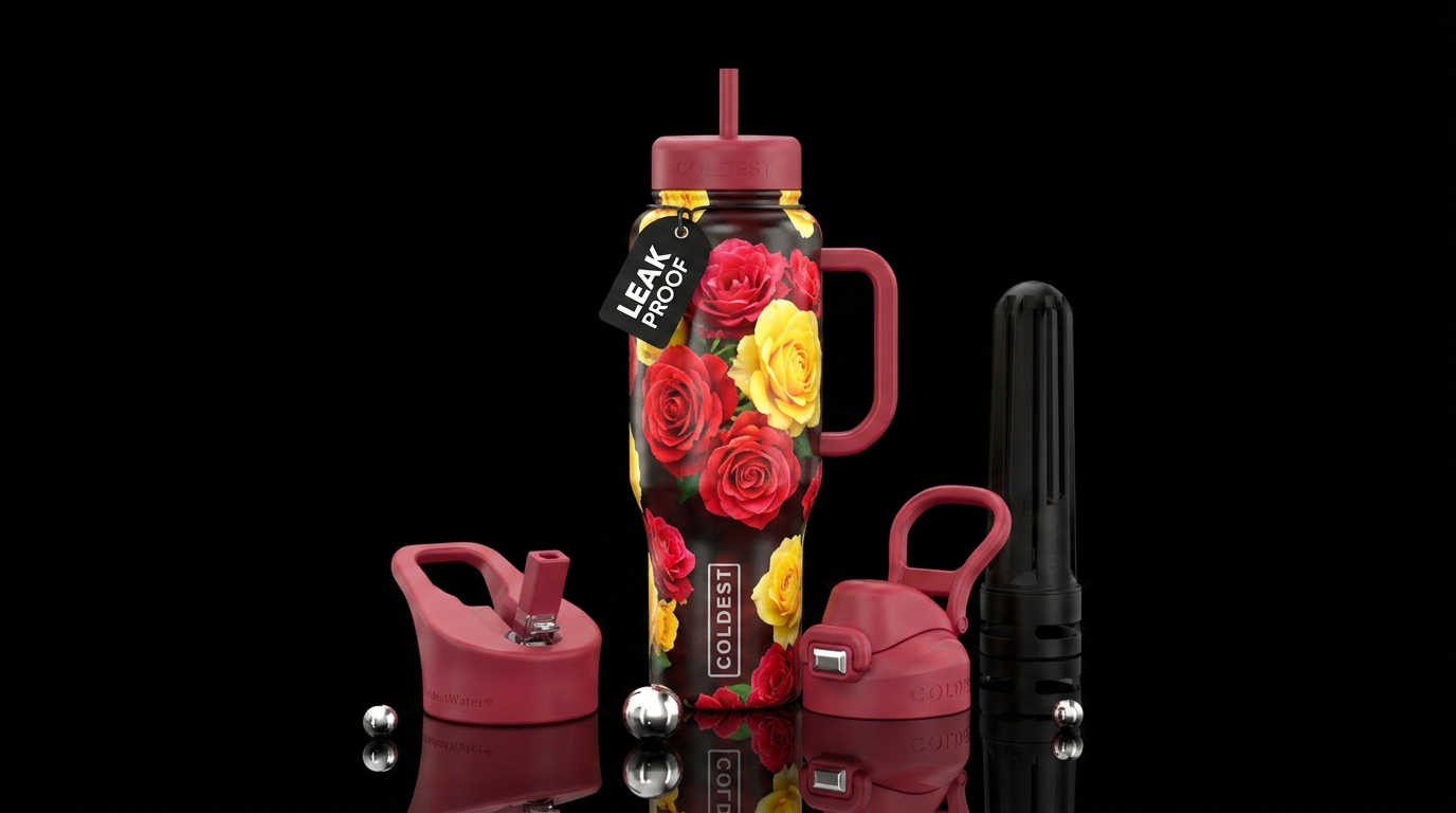 Red and Yellow Roses water bottle design