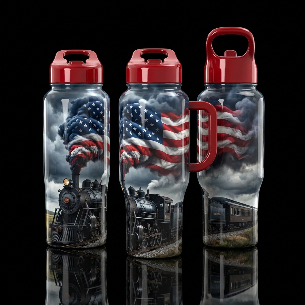 Freedom Train water bottle design