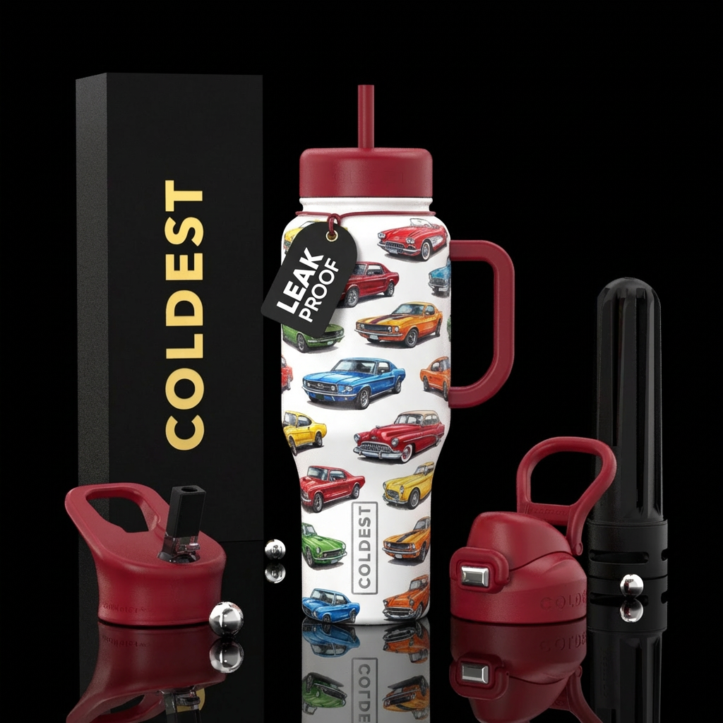 Classic cars water bottle design