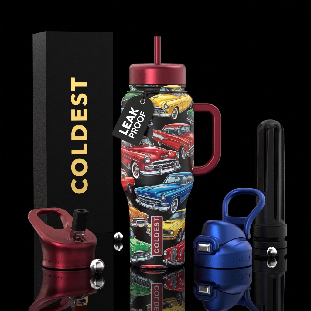 Classic cars water bottle design