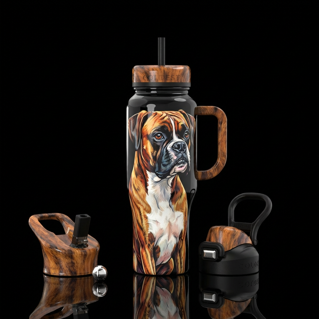 Boxer dog water bottle design
