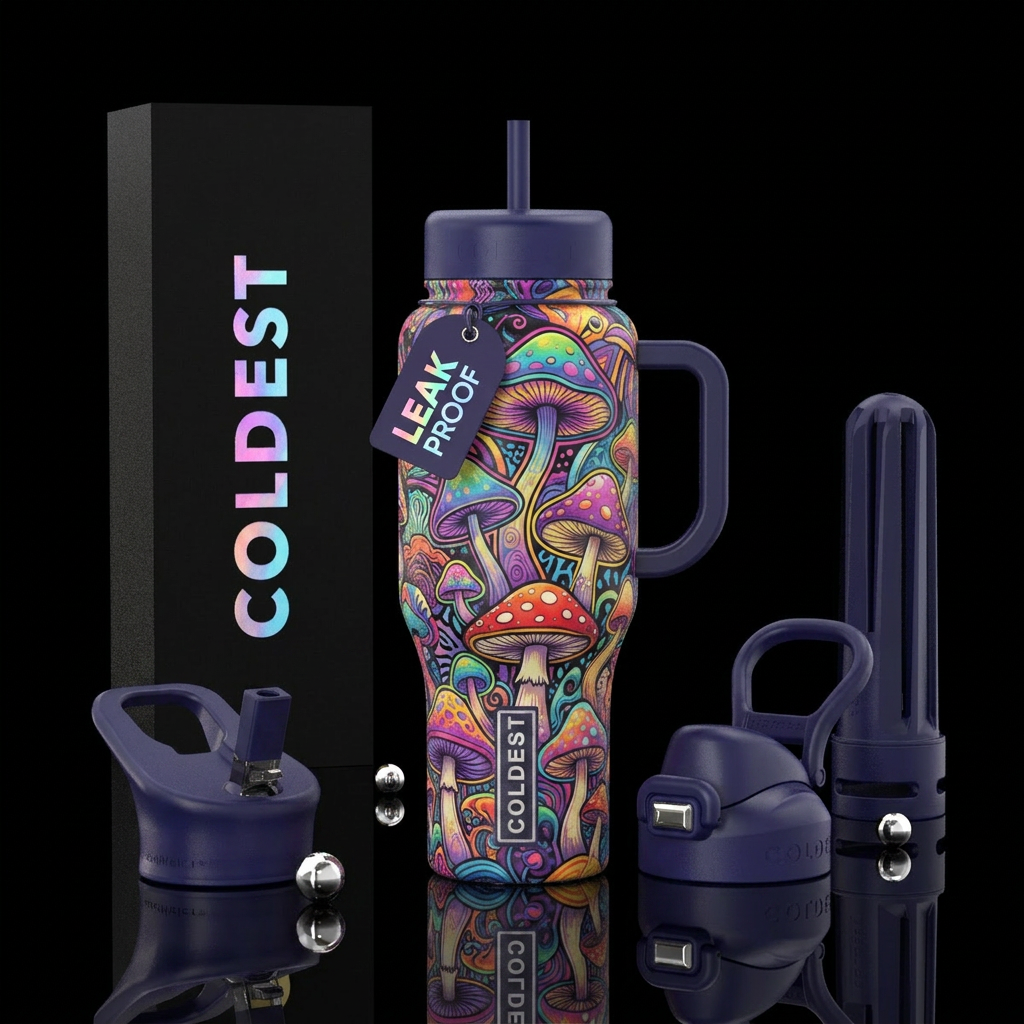 Chloe psychedelic mushrooms water bottle design