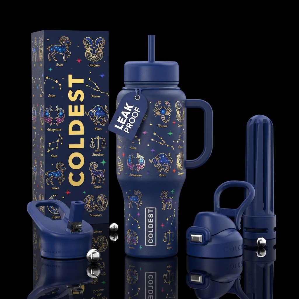 Zodiac with all the astrological constellations water bottle design