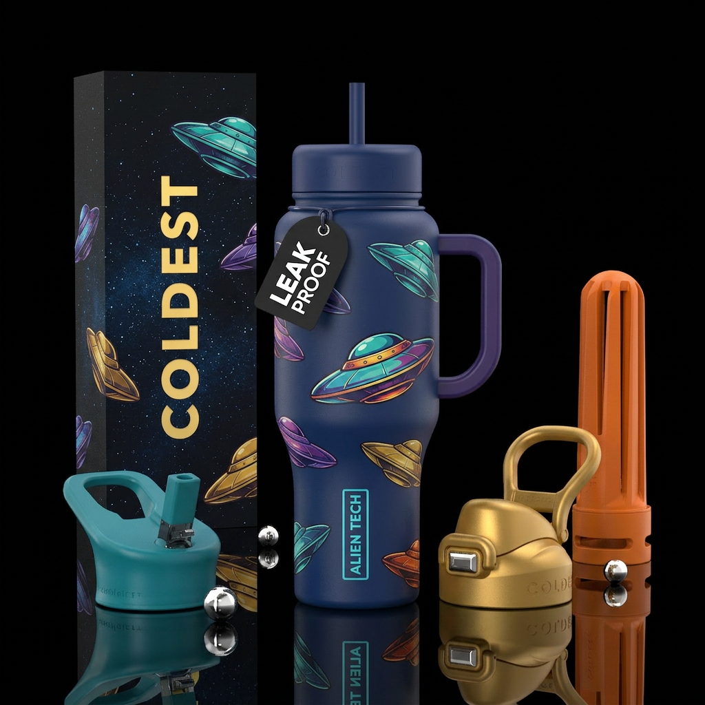 UFOs water bottle design