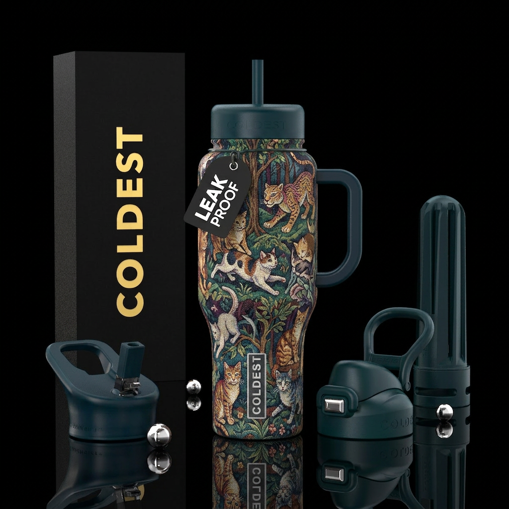 Tapestry and cats water bottle design