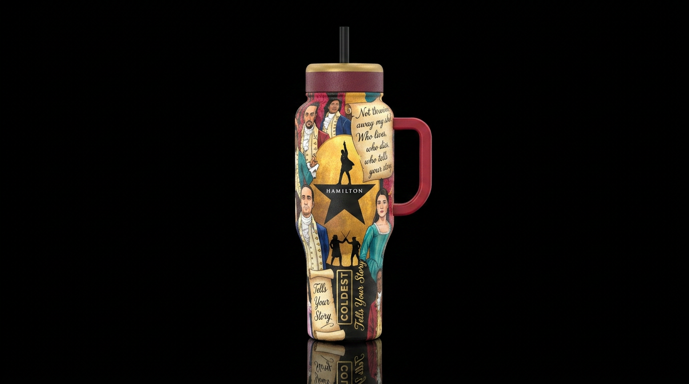 Base a cup on the Broadway show Hamilton water bottle design