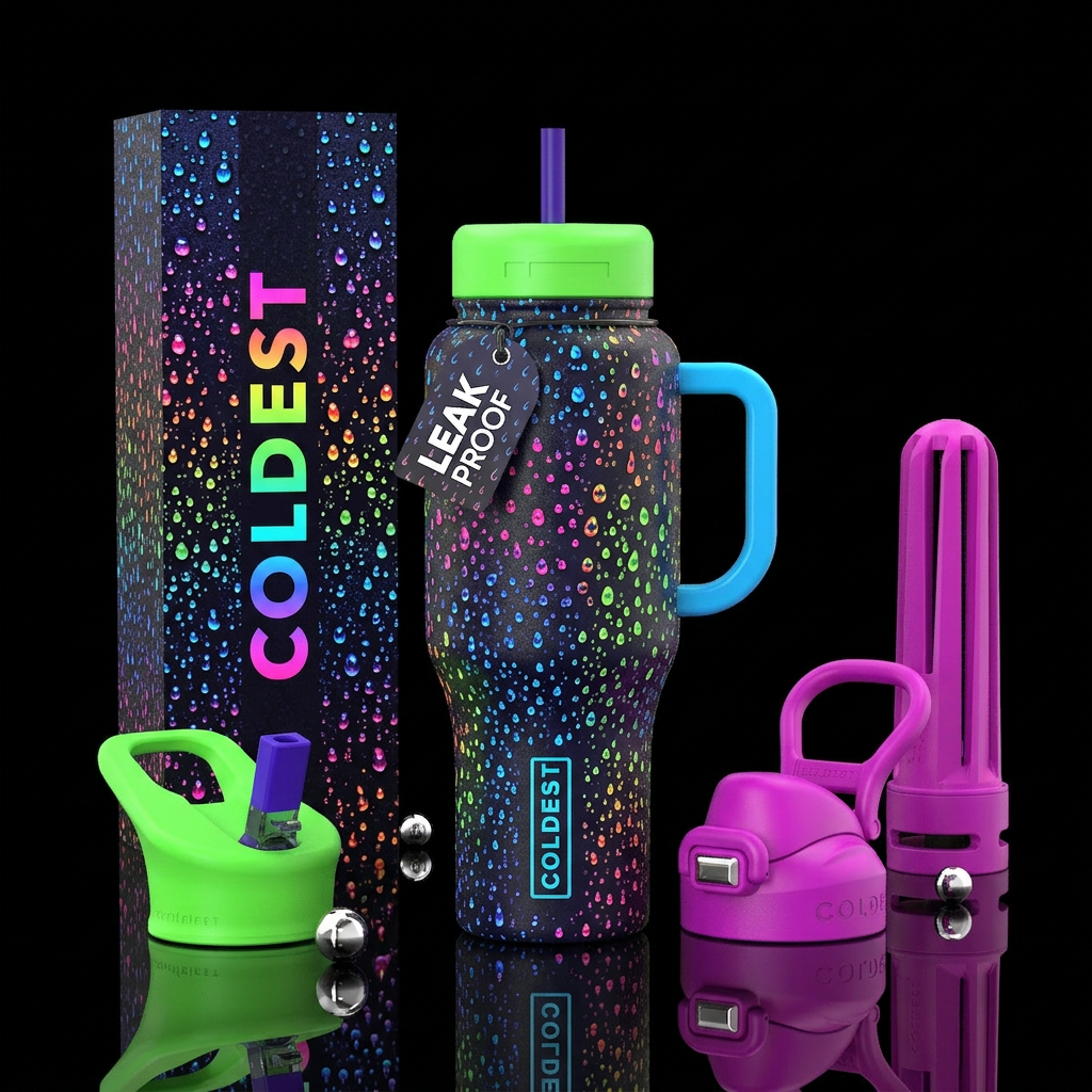 Neon rain water bottle design