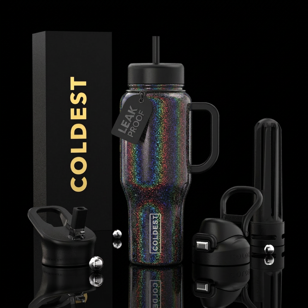 Space rainbow water bottle design