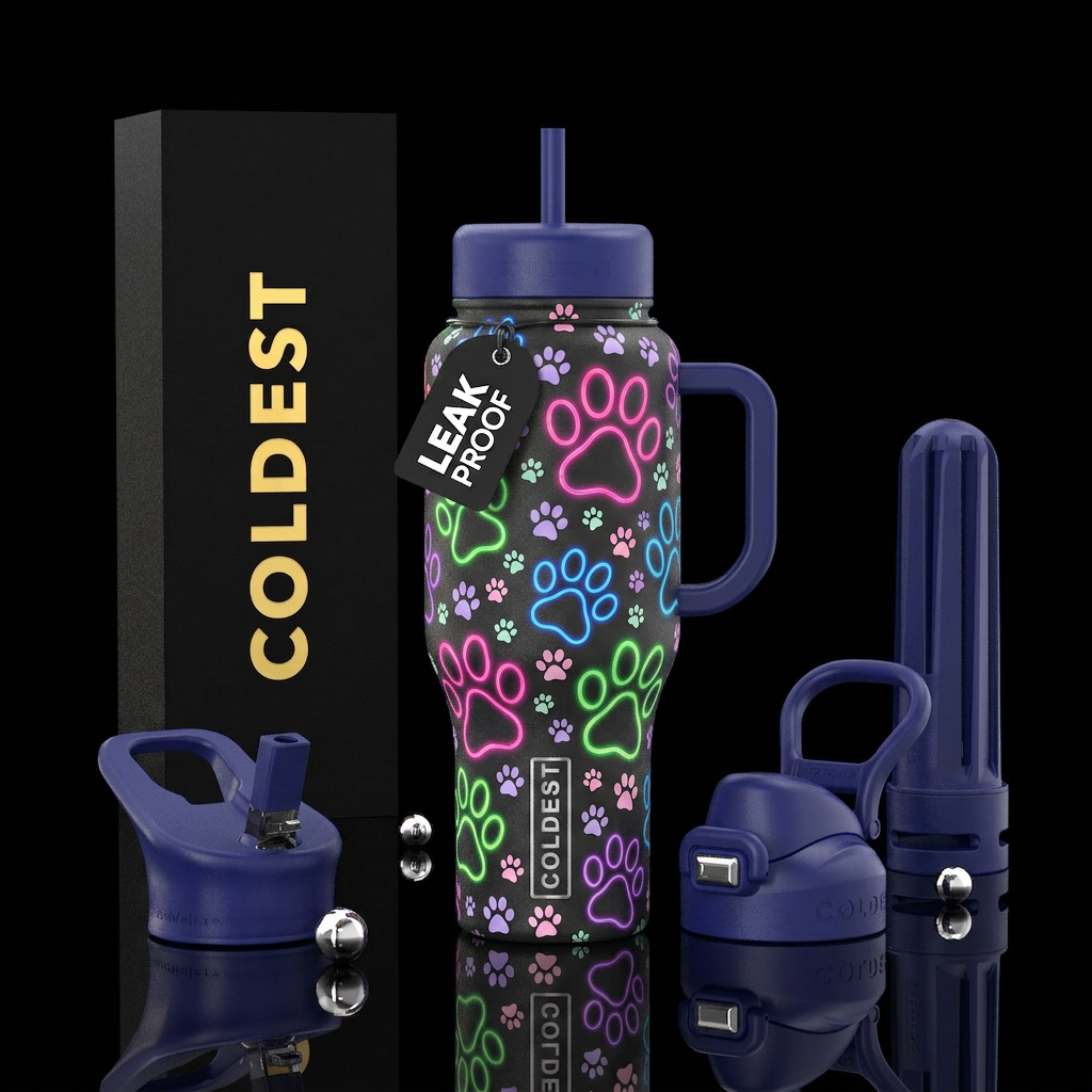 Neon cat prints one size and pastel prints a small... water bottle design
