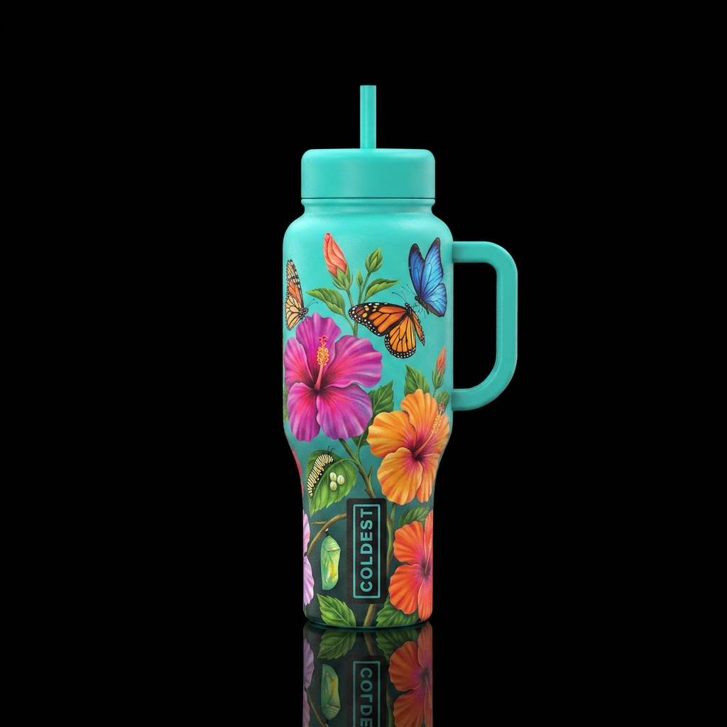 Flutterby water bottle design