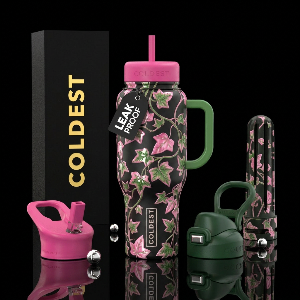 Pink Ivy water bottle design