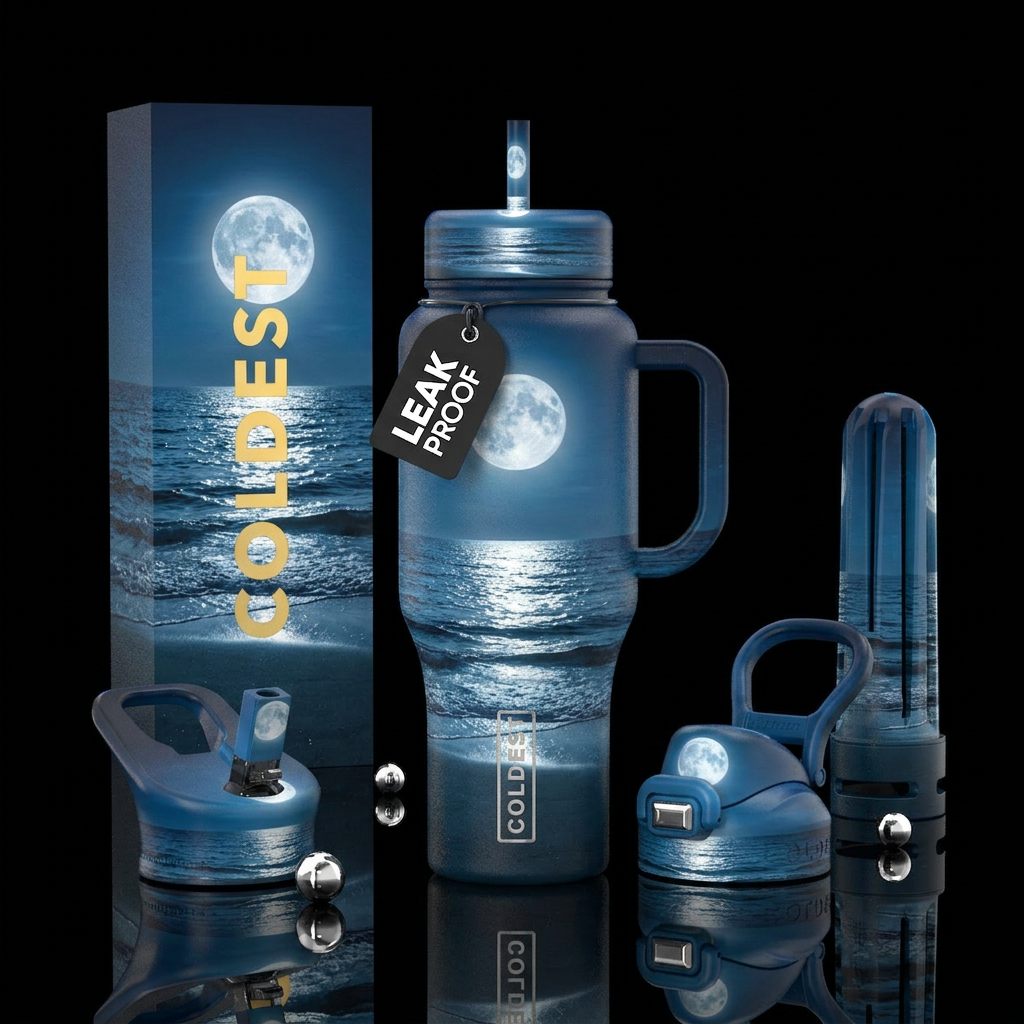 Moon control water bottle design