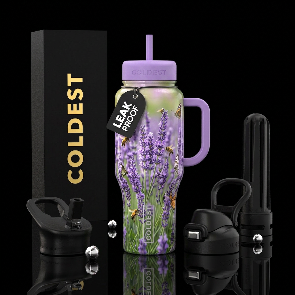 Lavender fields water bottle design