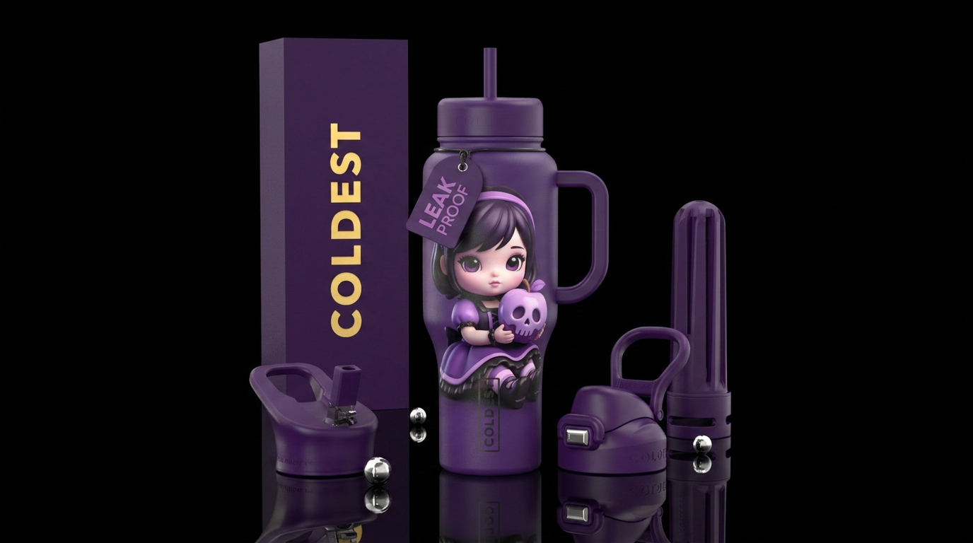 Kawaii Purple Poison water bottle design