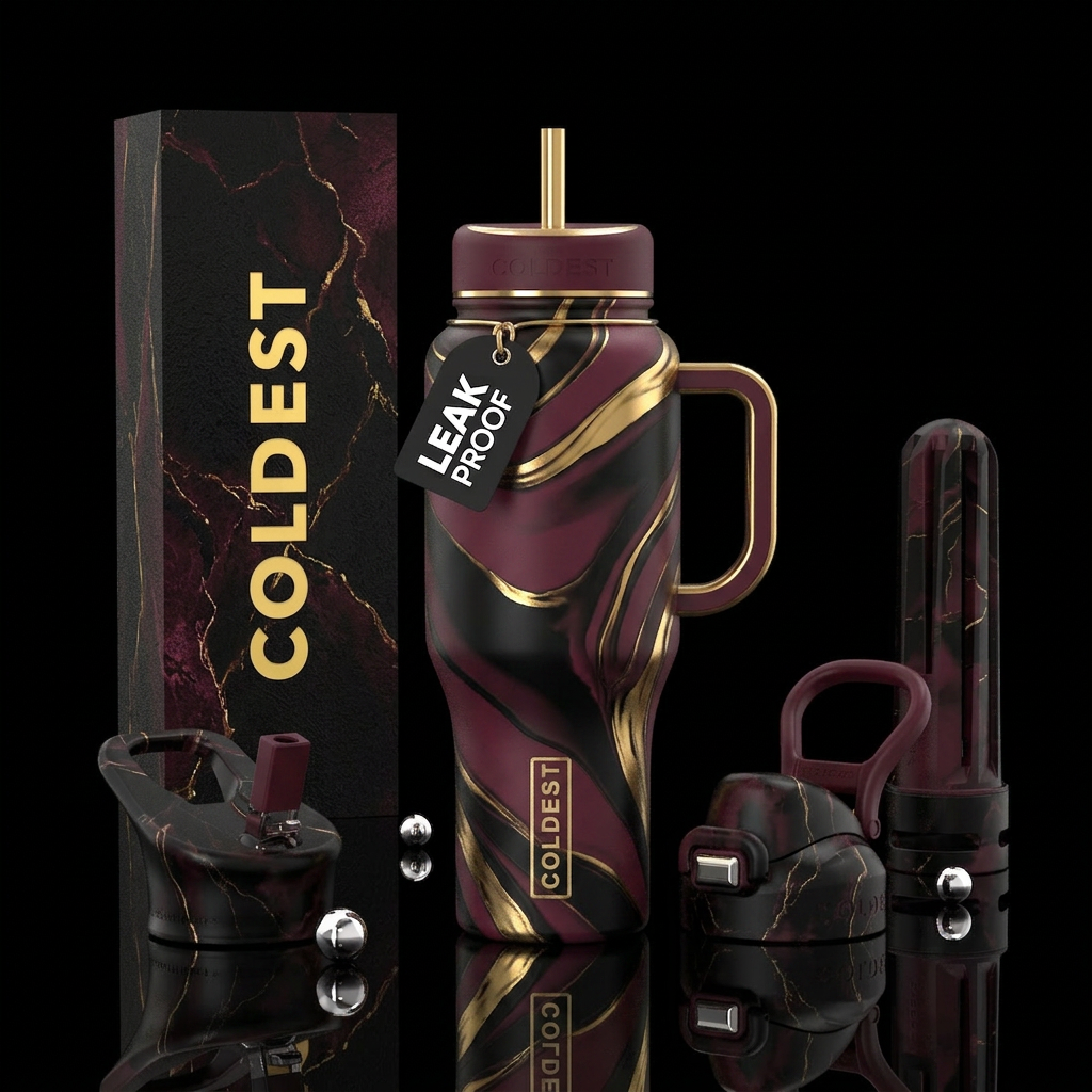 Love and gold water bottle design