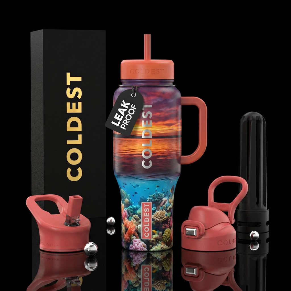 Coral sunset water bottle design