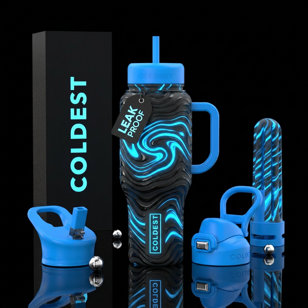 Glowie bioluminescent water bottle design
