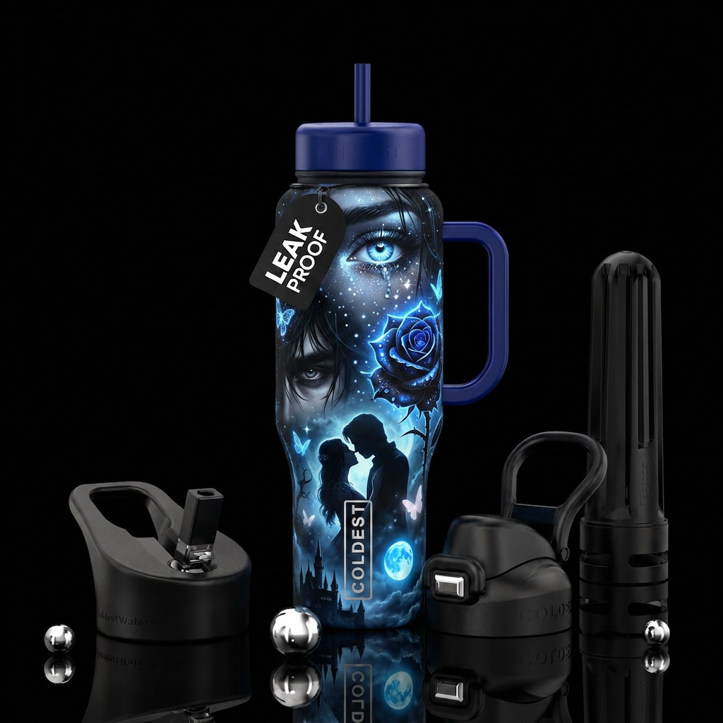 Blue Love water bottle design