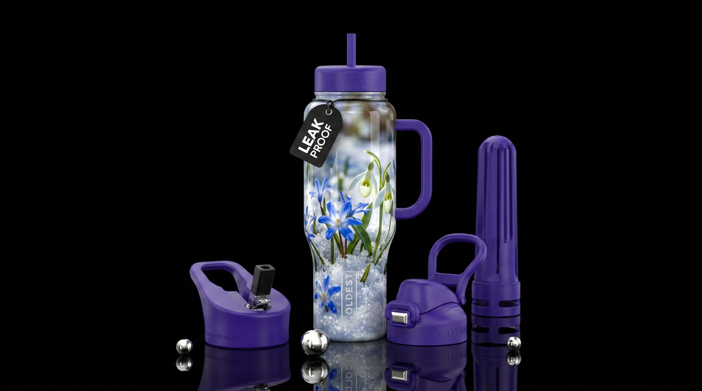 Snow flowers water bottle design