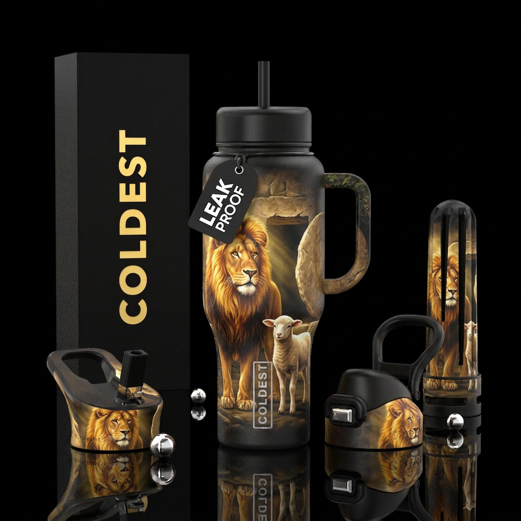 Lion and The Lamb at the Tomb of Resurrection water bottle design