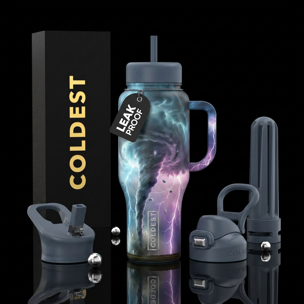 Nature, storms, tornadoes, hail, lightning water bottle design