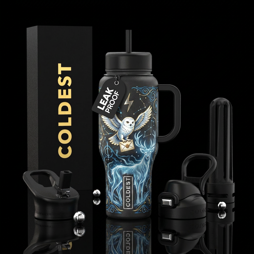 Harry Potter  scar, Hedwig, Patronus water bottle design