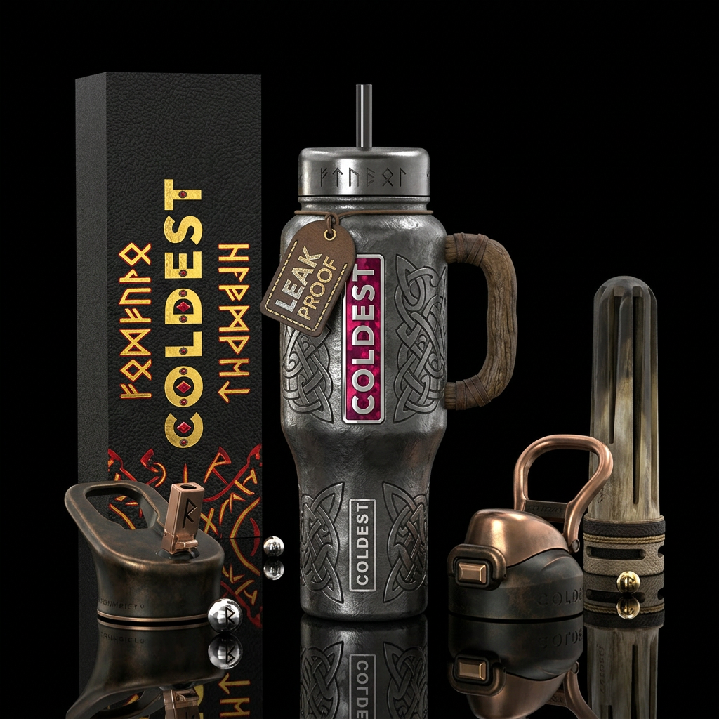 ancient, rugged, Viking, inbued water bottle design