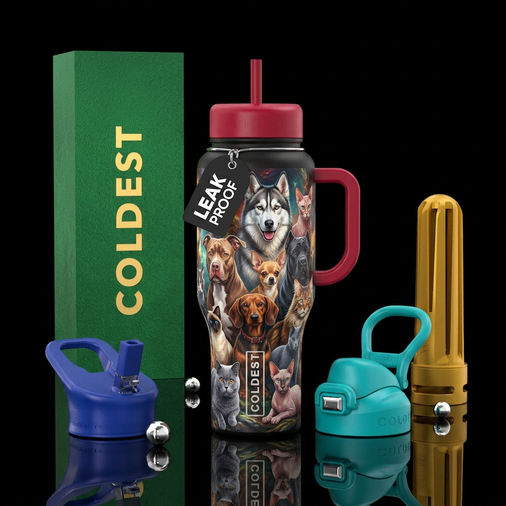 Realistic, Siberian husky wolf mix, Pitbull, Dachs... water bottle design