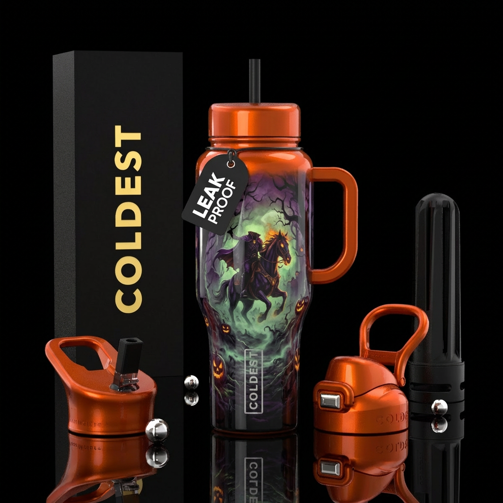 Please create a Halloween themed bottle using the ... water bottle design