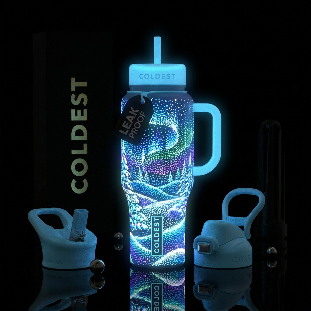Winter Wonderland bright water bottle design