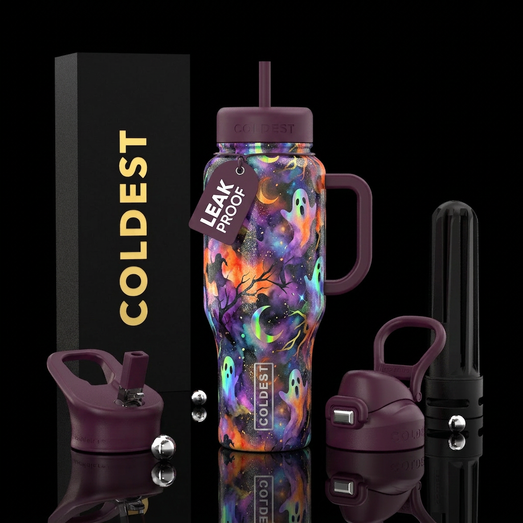 stylistic, luxurious, abstract Halloween pattern, ... water bottle design