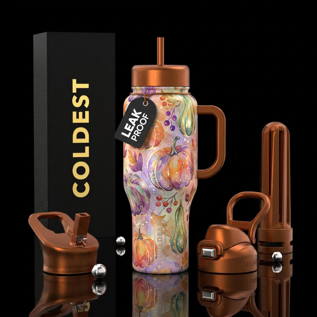 stylistic, luxurious, abstract Thanksgiving patter... water bottle design